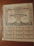 PANAMA - CANAL INTEROCEANIQUE  DE PANAMA - OBLIGATION NOUVELLE DE 1 000 FRS  - COULEUR BEIGE - PARIS 1884 - Andere & Zonder Classificatie