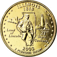 Monnaie, États-Unis, Illinois, Quarter, 2003, U.S. Mint, Philadelphie, Golden - 1999-2009: State Quarters