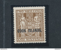 1936-44 COOK ISLANDS, Stanley Gibbons N. 118 - 12s. 6d. Deep Brown - Francobollo Di New Zealand Sopratampato Cook Island - Autres & Non Classés