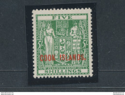 1943-54 COOK ISLANDS, Stanley Gibbons N. 132- 5 Scellini Green - Francobollo Di New Zealand Soprastampato Cook Islands. - Sonstige & Ohne Zuordnung
