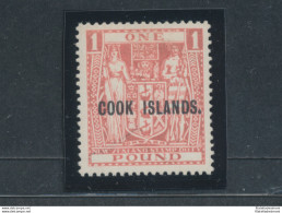 1943-54 COOK ISLANDS, Stanley Gibbons N. 134- 1 £ Pink - Francobollo Di New Zealand Soprastampato Cook Islands. - MNH** - Otros & Sin Clasificación