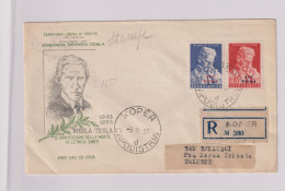 YUGOSLAVIA 1953 TRIESTE B FDC Cover Registered To Italy NIKOLA TESLA - Covers & Documents