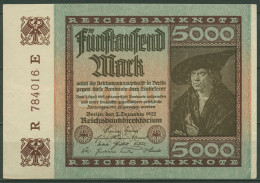 Dt. Reich 5000 Mark 1922, DEU-91d FZ E, Leicht Gebraucht (K1410) - 5000 Mark