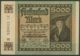 Dt. Reich 5000 Mark 1922, DEU-91a FZ LE, Leicht Gebraucht (K1396) - 5.000 Mark