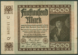 Dt. Reich 5000 Mark 1922, DEU-91b FZ C, Gebraucht (K1399) - 5000 Mark