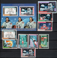 Grenada 1969 Space, Apollo 11 Moonlanding Set Of 9 + S/s MNH - Nordamerika