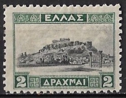 GREECE Black Print Shifted Up On 1933 Landscapes II 2 Dr Green / Black Vl. 471 MH - Unused Stamps