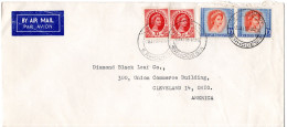 L79402 - Rhodesien & Nyasaland - 1958 - 2@1'3 QEII MiF A LpBf SALISBURY -> Cleveland, OH (USA) - Rhodesia & Nyasaland (1954-1963)