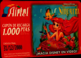 CARTE TELEPHONIQUE AIRTEL...LA PETITE SIRENE - Disney