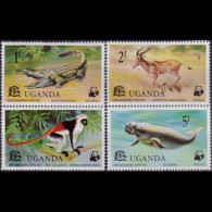 UGANDA 1977 - Scott# 177-80 Wildlife 1-5s MNH - Ouganda (1962-...)