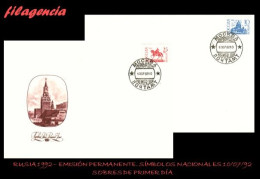 RUSIA SPD-FDC. 1992-08 EMISIÓN PERMANENTE. SÍMBOLOS NACIONALES. 07/10/92 - FDC