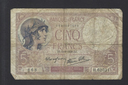 BILLET FRANCE 5 FRANCS VIOLET  1939 - 5 F 1917-1940 ''Violet''