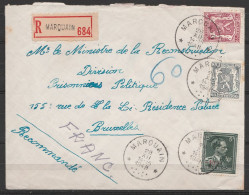 L. Recom. Affr. N°527+711+724T Càd MARQUAIN 28 XII 1948 Pour Ministère De La Reconstruction à BRUXELLES - 1935-1949 Petit Sceau De L'Etat