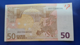 50 EUROS BANK NOTE-2002 - BELGIQUE Serie Z - Imprimeur Et Tirage TO38 - 50 Euro