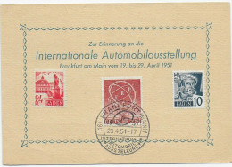 Bund: MiNr. 71, Sonderkarte 1951 Automobil Ausstellung, Frankfurt - Lettres & Documents