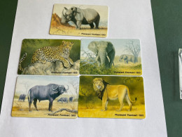 - 3 - South Africa The Big Five Complete Serie 5 Phonecards - South Africa