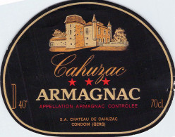 ALIMENTATION ETIQUETTES ARMAGNAC CAHUZAC GERS 9 X 11 CM - Alcohols & Spirits