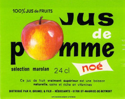 ALIMENTATION ETIQUETTES JUS DE POMME NOE SELECTION MAROLAN H GRUMEL SAINT MAURICE DE BEYNOST 7 X 9 CM - Bevande Analcoliche