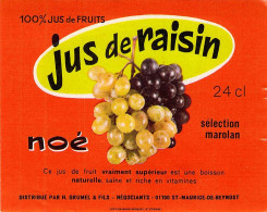 ALIMENTATION ETIQUETTES JUS DE RAISIN NOE SELECTION MAROLAN H GRUMEL SAINT MAURICE DE BEYNOST 7 X 9 CM - Bevande Analcoliche