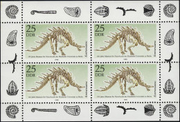 3325 Naturkundemuseum-Kleinbogen 4x25 Pf 1990, ** Postfrisch - Unused Stamps