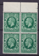 Great Britain 1934 Mi. 175 X, ½ Pence King George V., 4-Block W. Top Margin, MNH** (2 Scans) - Ungebraucht