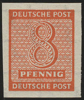 SBZ 118Y Ziffer 8 Pf, Wz.1Y, Rotorange, Geschnitten, ** - Neufs