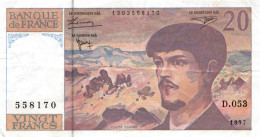 Billet 20 Vingt Francs Claude Debussy 1997 D.053 - N° 558170 Bon état - 20 F 1980-1997 ''Debussy''