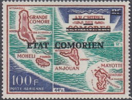 Comoro Islands 1975 - Map Of The Comoros - Overprinted Mi 206 ** MNH - Comoros