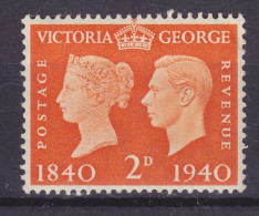 Great Britain 1940 Mi. 218, 2 Pence Queen Victoria & King George VI., Stamp Centenary, MH* (2 Scans) - Neufs