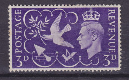Great Britain 1946 Mi. 232, 3 Pence King George VI., Victory Omnibus Issue, Peace Dove & Masonic Symbols, MH* (2 Scans) - Ungebraucht