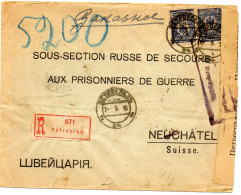 RUSSIE.1916 . L.R. "S/SECTION RUSSE SECOURS AUX PRISONNIER DE GUERRE..NEUCHATEL (SUISSE) - CENSURE. - Brieven En Documenten