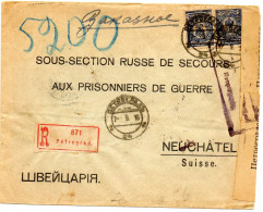 RUSSIE.1916 . L.R. "S/SECTION RUSSE SECOURS AUX PRISONNIER DE GUERRE..NEUCHATEL (SUISSE) - CENSURE. - Briefe U. Dokumente