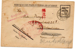 JAPON.1919. RARE.  PRISONNIER DE GUERRE ALLEMAND/CAMP DE BANDO (JAPON). DOUBLE CENSURE POUR ALLEMAGNE - Lettres & Documents