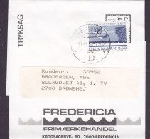 FREDERICIA FRIMÆRKEHANDEL (Stamp Dealer) Brotype FREDERICIA B. (1.) 1986 Korsbånd Wrapper Bande Journal (Cz. Slania) - Lettres & Documents