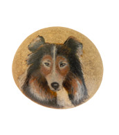 SHETLAND SHEEPDOG Hand Painted On A Beach Rock Paperweight - Animaux
