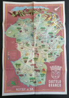 Portugal Dépliant Touriste Avec Carte Castelo Branco 1953 Tourist Flyer Map Miel Huile Olive Liège Honey Olive Oil Cork - Reiseprospekte