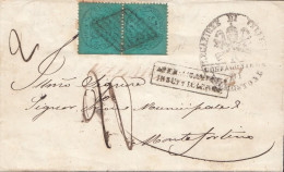 2198-PONTIFICIO-Involucro Del 1868 Da Velletri A Montefortino Con Coppia Cent 5 Verde Chiaro -AFFRANCATURA INSUFFICIENTE - Papal States