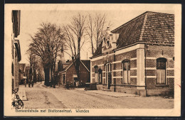 AK Wierden, Gemeentehuis Met Stationsstraat  - Wierden