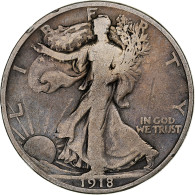 États-Unis, Half Dollar, Walking Liberty, 1918, San Francisco, Argent, TB - 1916-1947: Liberty Walking (Liberté Marchant)