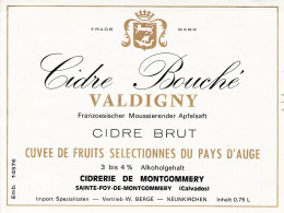 ALIMENTATION ETIQUETTES ALCOOL CIDRE BOUCHE VALDIGNY BRUT PAYS D AUGE SAINTE FOY MONTGOMMERY  9 X 12 CM - Alcools & Spiritueux