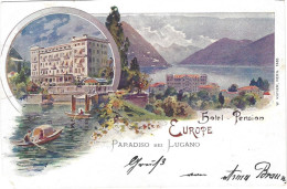 Paradiso Bei Lugano Hôtel Europe Litho 1899 Défauts - Lugano