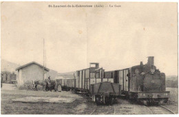 OCCITANIE AUDE TRANSPORTS CHEMINS DE FER PEU COURANT : ST LAURENT DE LA CABRERISSE LA GARE AVEC TRAIN A VAPEUR ATTELAGE - Stations With Trains