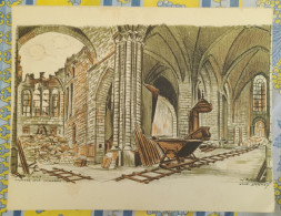 ST SAINT MALO LITHOGRAPHIE DE DANIEL DERVEAUX INTERIEUR DE LA CATHEDRALE - Lithographien