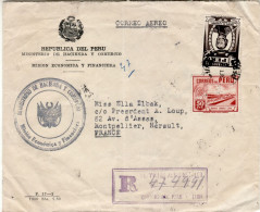 PERU 1938 AIRMAIL R - LETTER SENT FROM LIMA TO MONTPELLIER - Perù