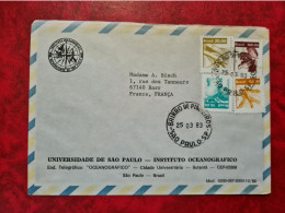LETTRE BRESIL SAO PAULO 1983 ENTETE UNIVERSIDADE DE SAO PAULO INSTITUTO OCEANOGRAFICO POUR BARR - Briefe U. Dokumente