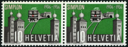 SCHWEIZ BUNDESPOST 624 **, 1956, 10 C. 50 Jahre Simplontunnel Mit Abart Retusche Zwischen Tunnel Und Turmspitze, Pracht, - Nuevos