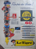 Publicité De Presse ; Stylo Le Tigre  - Point Tintin - Werbung