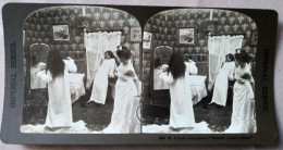 Photographie Stéréoscopique Fantaisie - Jeunes Femmes En Chemise De Nuit - Imperial Séries TBE - Stereoscopic