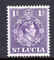 St Lucia 1938-48 KGVI Definitives - 1d Violet - P.14½ X 14 - LHM (SG 129) - St.Lucia (...-1978)