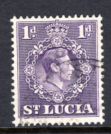 St Lucia 1938-48 KGVI Definitives - 1d Violet - P.14½ X 14 - Used (SG 129) - Ste Lucie (...-1978)